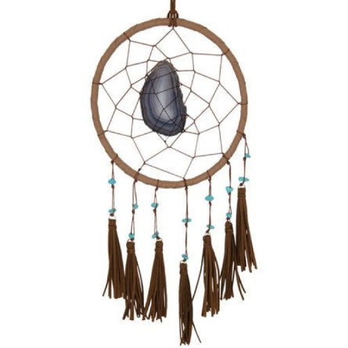 Agate Dream Catcher with Tassel - Brown