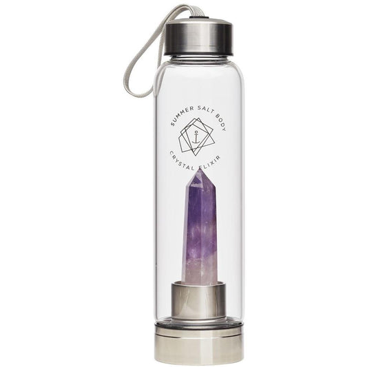 Amethyst Crystal Elixir Glass Water Bottle