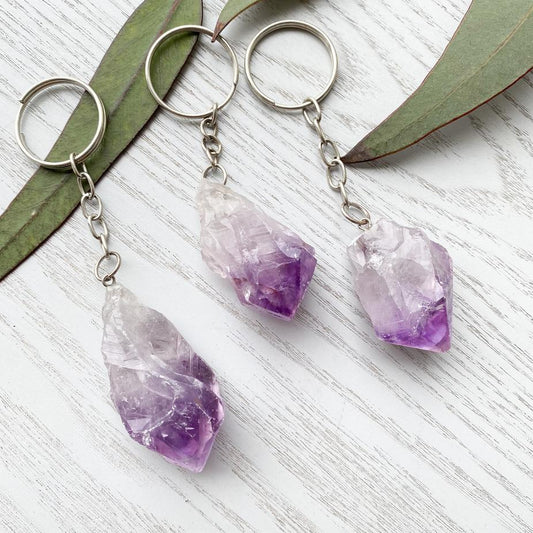 Amethyst Raw Crystal Keyring 1pc