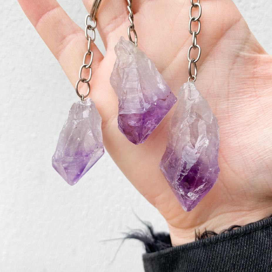 Amethyst Raw Crystal Keyring 1pc